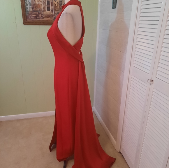 Alyce halter double train red maxi mermaid dress sz 10 - Picture 5 of 6